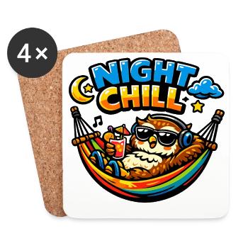 Nacht Chill Eule in Hängematte - Untersetzer (4er-Set) - Weiß - Vorne