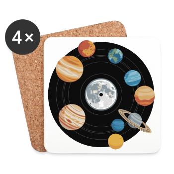 Solar System Vinyl Record Planet Vinyl Moon Music - Coasters (set of 4) - white - Front