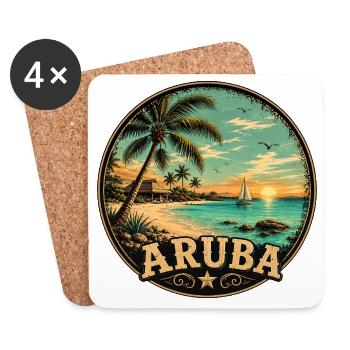 Aruba Eagle Beach Karibik Urlaub Sonnenuntergang - Untersetzer (4er-Set) - Weiß - Vorne
