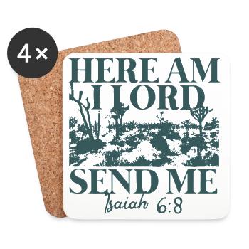 Ici, Seigneur, envoie-moi Ésaïe 6:8 - Dessous de verre (lot de 4) - blanc - Devant
