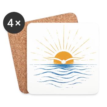 Coucher de soleil - Dessous de verre (lot de 4) - blanc - Devant