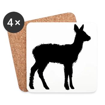 Club de chasse de chasseurs de silhouettes de cerfs Forêt forestière - Dessous de verre (lot de 4) - blanc - Devant
