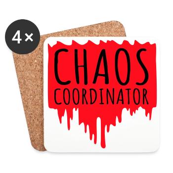 Chaos Coordinator Lustig Titel Eltern Lehrer Logo - Untersetzer (4er-Set) - Weiß - Vorne