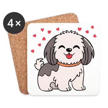 Hearty Havanese (Comic/white-grey) - Coasters (set of 4) - white - Front