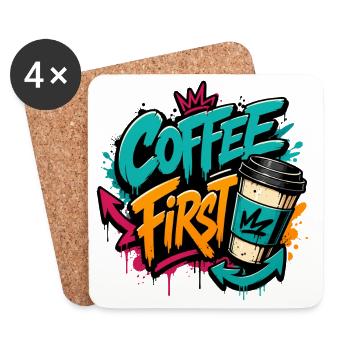 Coffee First Graffiti Tee - Coasters (set of 4) - white - Front