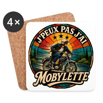 J'Peux Pas J'ai Mobylette Cadeau Vintage - Dessous de verre (lot de 4) - blanc - Devant