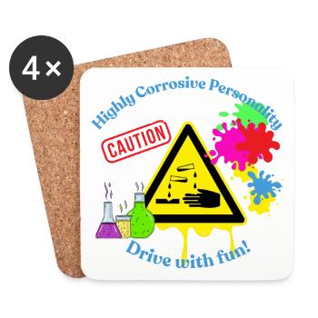 Personnalité hautement corrosive - Classe 8 - Dessous de verre (lot de 4) - blanc - Devant