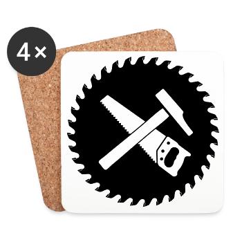 Schreiner Sägeblatt Werkzeug Logo - Untersetzer (4er-Set) - Weiß - Vorne