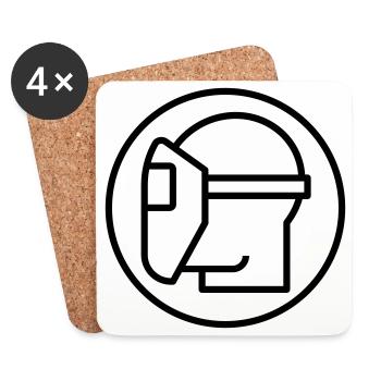 Casque de soudage, soudeur, spécialiste de la soudure - Dessous de verre (lot de 4) - blanc - Devant