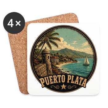 Puerto Plata Vintage Reise Motiv - Untersetzer (4er-Set) - Weiß - Vorne