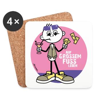 Auf großem Fuß leben. In Saus und Braus leben. - Untersetzer (4er-Set) - Weiß - Vorne