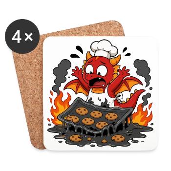 Cuisinier Dragon de Feu - Dessous de verre (lot de 4) - blanc - Devant