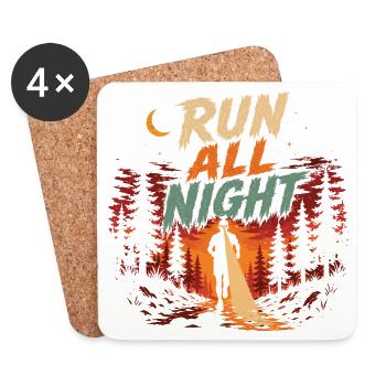 Course en sentier - Courir toute la nuit - Dessous de verre (lot de 4) - blanc - Devant
