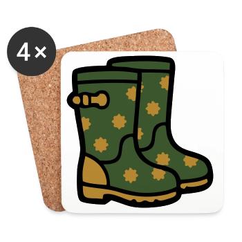 Bottes en caoutchouc Jardinage Temps boueux Pluie - Dessous de verre (lot de 4) - blanc - Devant