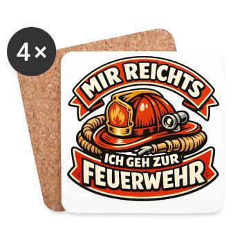 Ich geh zur Feuerwehr – Helm - Untersetzer (4er-Set) - Weiß - Vorne