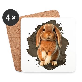 Kuschelbunny Illustration im Aquarellstil - Untersetzer (4er-Set) - Weiß - Vorne