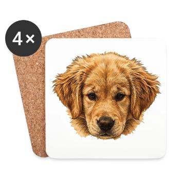 Portrait de Golden Retriever, Doggy - Dessous de verre (lot de 4) - blanc - Devant