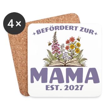 Befördert Zur Mama 2027 Schwangerschaft Geschenk - Untersetzer (4er-Set) - Weiß - Vorne