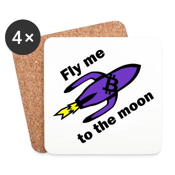 Bitcoin Rakete Violett - Untersetzer (4er-Set) - Weiß - Vorne