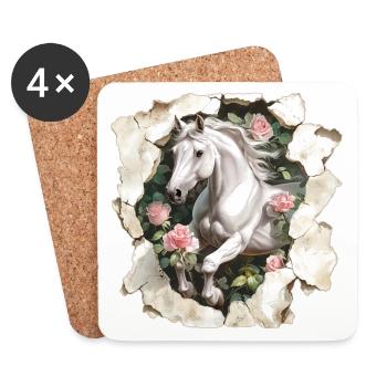 Cheval - Dessous de verre (lot de 4) - blanc - Devant