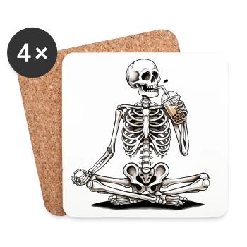Skeleton Drinks Bubble Tea Gothic Design - Coasters (set of 4) - white - Front