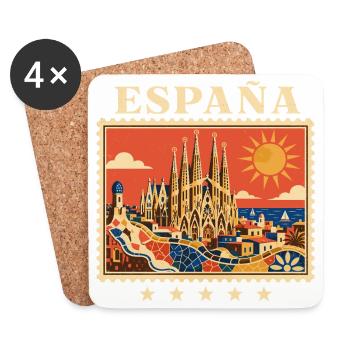 Barcelona Mediterrane Reisemarke - Untersetzer (4er-Set) - Weiß - Vorne