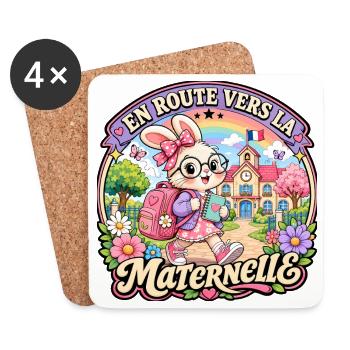 Lapin Mignon Rentrée Scolaire Maternelle - Dessous de verre (lot de 4) - blanc - Devant