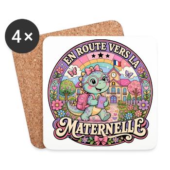 Dinosaure Rentrée Scolaire Maternelle - Dessous de verre (lot de 4) - blanc - Devant
