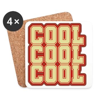 Design rétro vintage - COOL - Dessous de verre (lot de 4) - blanc - Devant