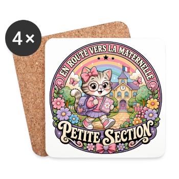 Chaton Maternelle Petite Section Fille - Dessous de verre (lot de 4) - blanc - Devant