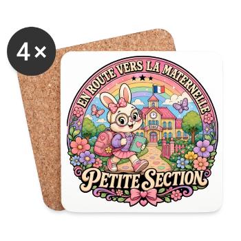 Lapin Rentrée Maternelle Petite Section - Dessous de verre (lot de 4) - blanc - Devant