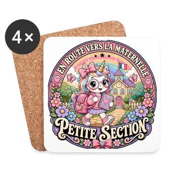 Licorne Maternelle Petite Section Fille - Dessous de verre (lot de 4) - blanc - Devant