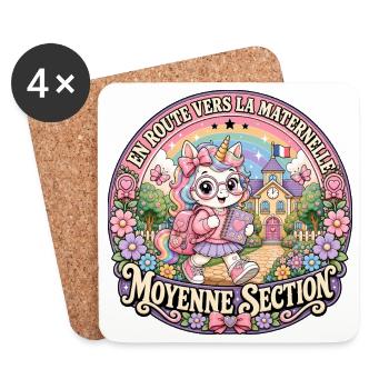Licorne Maternelle Moyenne Section Fille - Dessous de verre (lot de 4) - blanc - Devant