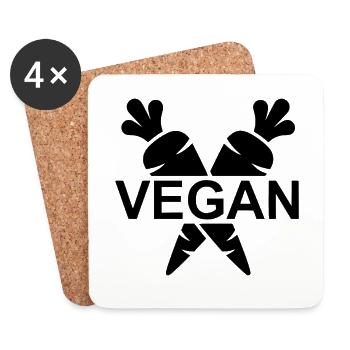 Vegan Emblem mit Karotten  - Untersetzer (4er-Set) - Weiß - Vorne