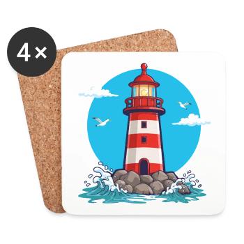 Leuchtturm - Maritim Meer Küste Nordsee Hoffnung - Untersetzer (4er-Set) - Weiß - Vorne