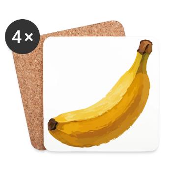 Illustration vectorielle banane jaune - Dessous de verre (lot de 4) - blanc - Devant