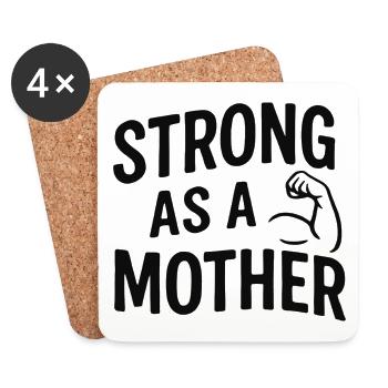 Forte comme une mère – Maman puissante avec des biceps - Dessous de verre (lot de 4) - blanc - Devant