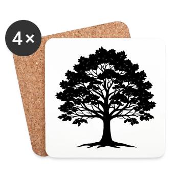 Jeune arbre de chêne - Dessous de verre (lot de 4) - blanc - Devant