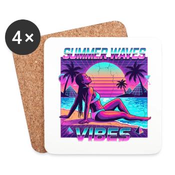 Retro summer vibes - Coasters (set of 4) - white - Front