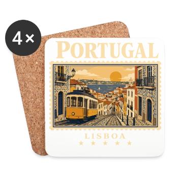 Lissabon Sonne und Gassenzauber - Untersetzer (4er-Set) - Weiß - Vorne