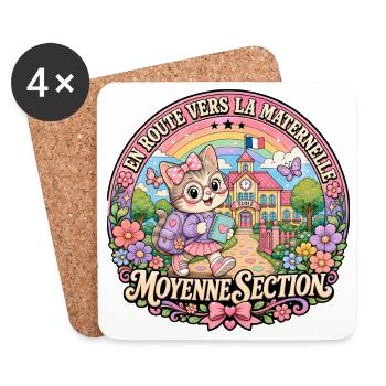 Chaton Maternelle Moyenne Section Fille - Dessous de verre (lot de 4) - blanc - Devant