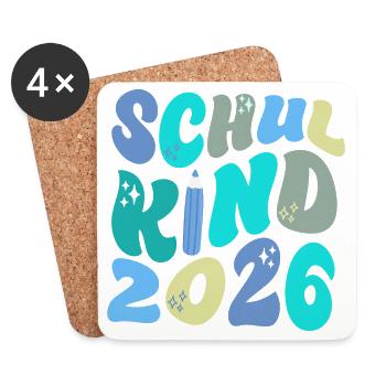 Einschulung – Bunte Schulstart Edition - Untersetzer (4er-Set) - Weiß - Vorne