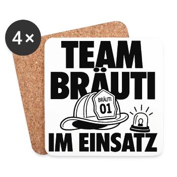 Team Bräutigam im Einsatz JGA - Untersetzer (4er-Set) - Weiß - Vorne