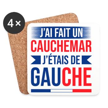 Cauchemar politique: j'étais de gauche - Dessous de verre (lot de 4) - blanc - Devant