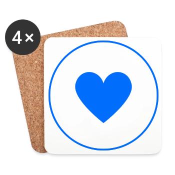 Cercle du Cœur Bleu | Conception minimale - Dessous de verre (lot de 4) - blanc - Devant