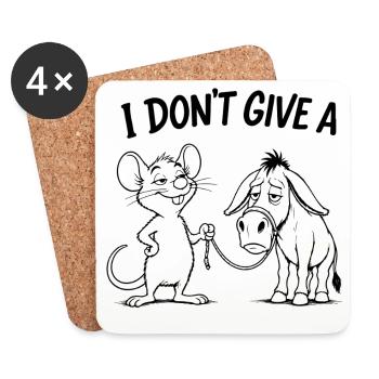 T-shirt classique Drôle de Souris & Âne avec de l’humour - Dessous de verre (lot de 4) - blanc - Devant