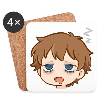 Chibi endormi avec Zzz - Dessous de verre (lot de 4) - blanc - Devant