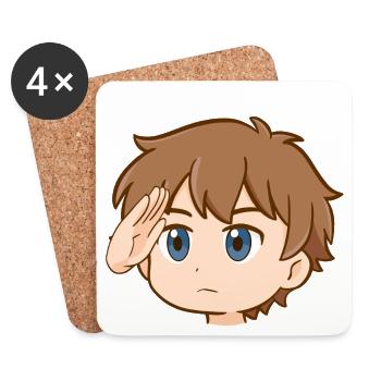 Salutations de garçon dans le style anime - Dessous de verre (lot de 4) - blanc - Devant