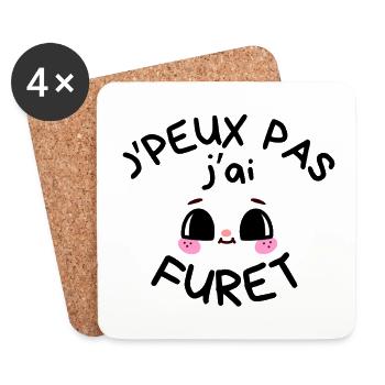 T-shirt Humour J'peux Pas J'ai Furet - Dessous de verre (lot de 4) - blanc - Devant