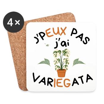 T-shirt Humour Plante J'peux Pas J'ai Variegata - Dessous de verre (lot de 4) - blanc - Devant